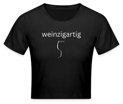 Produktbild von Spreadshirt Weinzigartig Wein Wortwitz Weinliebhaber Crop Top, M, Schwarz