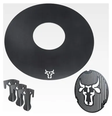 Produktbild von Grillring und Grilleinsatz mit Abstandshaltern 3er Set | Rund | Bullenmotiv | Stahl | Plancha, Größe: 55 cm