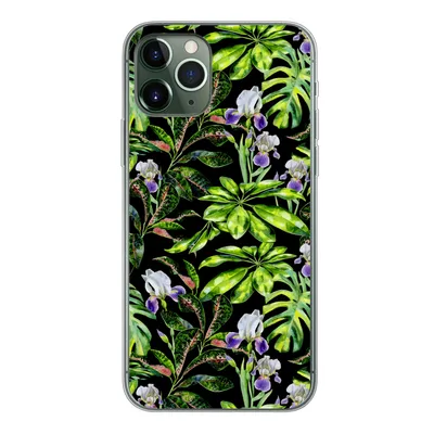Produktbild von MuchoWow® Handyhülle Schutzhülle Hülle für iPhone 11 Pro Blume - Blätter - Muster Silikon Softcase Handy Hülle - Handy