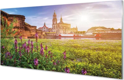 Produktbild von Glasbilder 120x60 Wandkunst Deutschland Sonnenaufgang Fluss