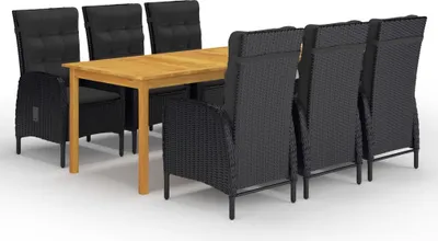 Produktbild von The Living Store 7-tlg. Garten-Essgruppe Schwarz