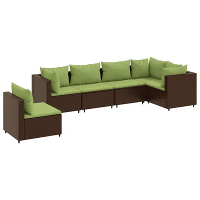 Produktbild von vidaXL 6-tlg. Garten-Lounge-Set mit Kissen Braun Poly Rattan