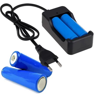 Produktbild von Akku Ladegerät Li Ion Akkus 6000 mAh Set 2x Akku Doppel Ladegerät 3,7V