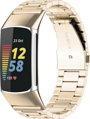 Produktbild von Strap-it Fitbit Charge 6 Stahlband (Champagner)