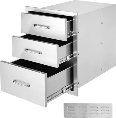 Obrázek produktu pro 45,7 x 58,9 x 57,9 cm - Třídílné dveře skříňky Tlumič skříňky - Dveře grilu z nerezové oceli