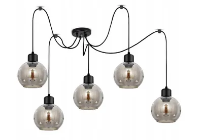 Produktbild von LUXOLAR Deckenleuchte 5 flammig Spider Schwarz, Led Deckenlampe E27 60W - Hängelampe für Wohnzimmer, Küchen