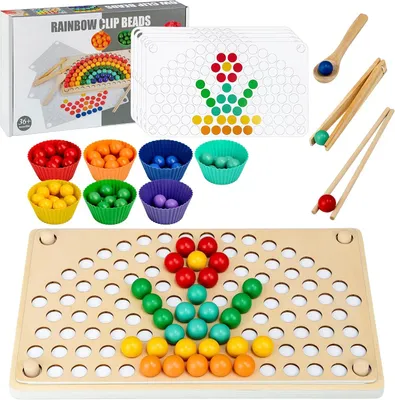 Produktbild von Montessori-Spielzeug ab 3 Jahren – Regenbogen-Perlen-Spiel – Montessori-Lernspielzeug