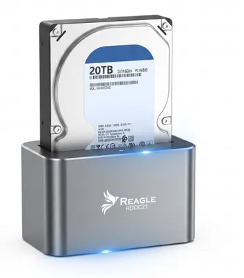 Obrázek produktu pro Reagle Dokovací Stanice Pro Pevné Disky 2,5/3,5 Palce SATA HDD SSD USB-C 3.2 Gen 1 5 Gb/s UASP TRIM Až 20 TB Hliník Plug & Play