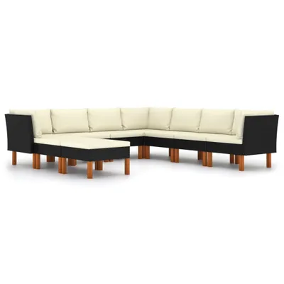 Produktbild von vidaXL 9-tlg. Garten-Lounge-Set mit Kissen Poly Rattan Schwarz