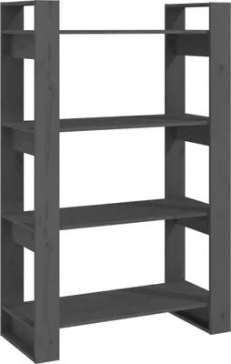 Produktbild von vidaXL Bücherregal/Raumteiler Grau 80x35x125 cm Massivholz Kiefer