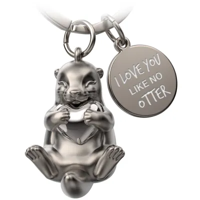Produktbild von "I love you like no otter" Otter Schlüsselanhänger "Otty" mit Gravur - Liebevoller Glücksbringer mit Herz in Silber - Geschenk Partner Beste Freundin