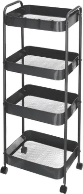 Produktbild von Famanu Aufbewahrungswagen mit 4 Ebenen und Rollen - Rollender Organizer für Küche, Badezimmer und Büro
