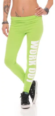 Produktbild von Damen Sport Leggings Baumwolle Stretch Slim Fit EU Zitrogrün M/38