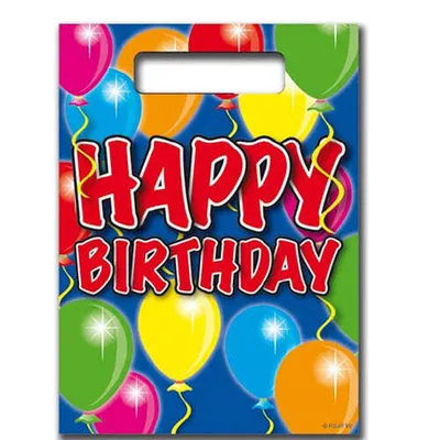 Image de Sacs de fête Basic Happy Birthday 8 pièces