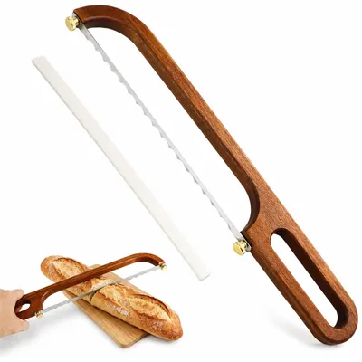 Holz-Brotscheider mit Brotmesser, verstellbar, Schnittdickeneinstellung
