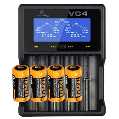 Produktbild von Li-Ion rychlonabíječka s jednokanálovým ovládáním včetně 4 kusů CR123A Li-Ion baterie 760mAh a 1x AccuCell AccuSafe