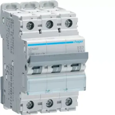 Produktbild von Hager LS-Schalter 3 polig 10kA/15kA D-2A 3M NDN302