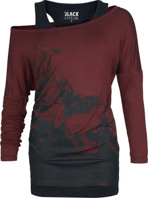 Produktbild von Black Premium by EMP Damen bordeauxfarbenes Langarmshirt mit Animal-Print und Fledermausärmeln XL