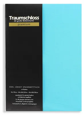 Produktbild von Traumschloss Premium Edel-Jersey Spannbettlaken 140-160 x 200-220 cm türkis 165g/m², 95% gekämmte Mako Baumwolle, 5% Elasthan