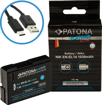 Obrázok produktu pre PATONA Platinum batéria so vstupom USB-C pre Nikon EN-EL14