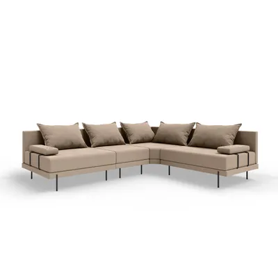 Produktbild von TRADA Gartensofa lounge set Bahama M Beige Gartenmöbel set Wasserabweisend Stoff Rechts L-form
