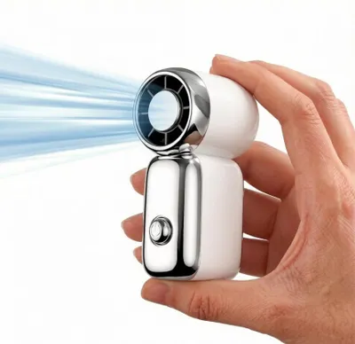 Produktbild von Tragbarer Mini-Handventilator,6 Geschwindigkeiten,20000 U/min,persönlicher Ventilator mit LED-Display,USB-wiederaufladbar,Mini-Ventilator(weiss)