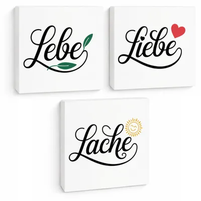 Produktbild von Lebensfreude 3er Set Holzbilder in 10x10 cm zum Stellen oder Aufhängen er 3er
