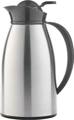 Produktbild von axentia Isolierkanne in Silber, Warmhaltekanne aus rostfreiem Edelstahlkörper, Kaffeekanne mit Glaseinsatz und Einhand-Ausgießautomatik, Teekanne mit Kunststoff-Griff, Volumen: ca. 1 L