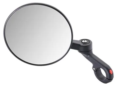 Zdjęcie produktu dla Lusterko KF1 typ C, Ø=103mm, mały zacisk zewnętrzny Krampe, lewe/prawe, E-25, składane, czarne