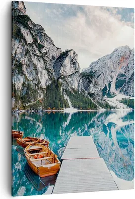 Produktbild von Bild auf Leinwand - Leinwandbild - Einteilig - Boote Berge Hafen - 50x70cm - Wand Bild - Wanddeko - Wandbilder - Leinwanddruck - Kunstdruck - Wanddekoration - Leinwand bilder - Wandbild - PA50x70-5068