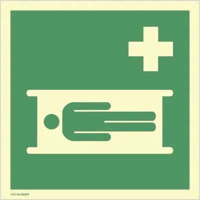 Produktbild von Dreifke® Schild Krankentrage, ISO 7010, Kunststoff, langnachleuchtend, 160-mc...