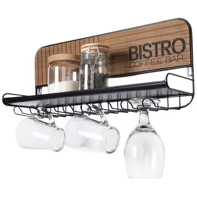 Image de Porte-verres et tasses avec étagère en métal noir