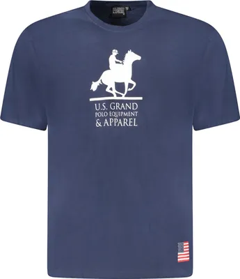 Immagine prodotto di T-shirt blu a girocollo da uomo con stampa e logo - Moda a maniche corte