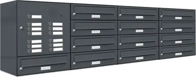 Produktbild von 13er Briefkasten Anlage Aufputz - Wandmontage RAL 7016 Anthrazit Klingel