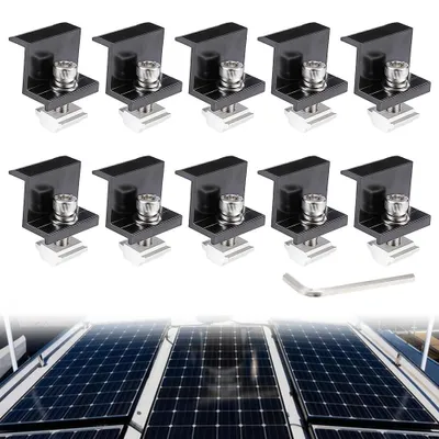 Solar-Endklemmen 10er Set, 30 mm, Alu, schwarz für Unistrut
