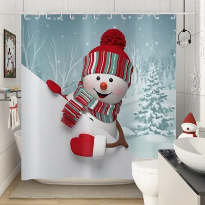 Obrázek produktu pro Vánoční sprchová závěs 180 x 200 cm s motivem Sněhuláka