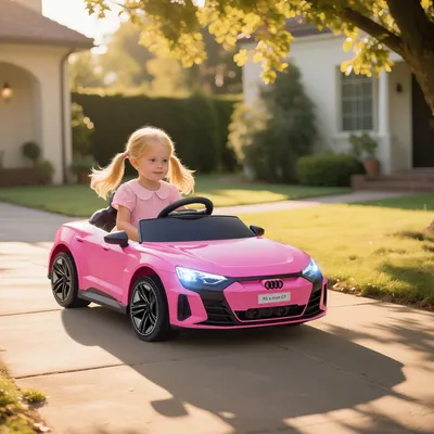 Image de Voiture électrique pour enfants Audi RS e-tron GT sous licence, télécommandée, avec ceinture de sécurité, rose | 103 x 58 x 41 cm | 12 V | vitesse maximale de 5 km/h
