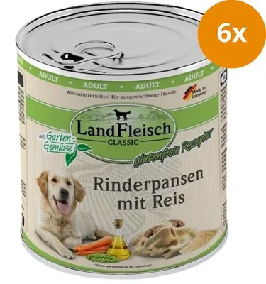 Produktbild von Landfleisch Dog Classic Rinderpansen mit Reis & Gartengemüse - 800g