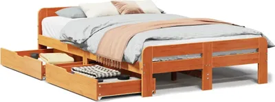 Immagine prodotto di vidaXL Letto in legno massiccio senza materasso cera marrone 135x190 cm legno di pino