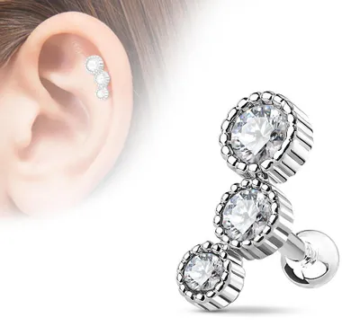 Produktbild von Helix Piercing „3 Zirkonia“ Klar