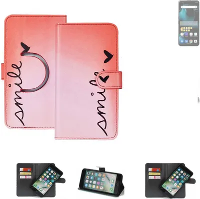 Produktbild von K-S-Trade Schutzhülle Handyhülle kompatibel mit Unihertz Start24 Hülle cover bookstyle Etui ''smile'' rot Standfunktion Kameraschutz (1Stk)