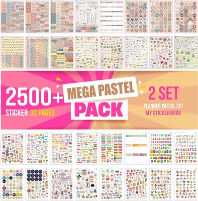 Obrázek produktu pro Sada samolepek, více než 2500 kusů, 32 listů, určená pro plánovače a fotoalba