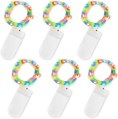 Productafbeelding van Mini-lichtketting met batterij - 6 x 20 micro-lichtketting voor buiten - 2 m - Doe-het-zelf kleine lichtketting - Feest
