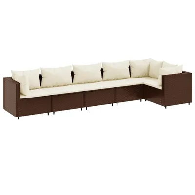 Produktbild von 6-tlg. Garten-Lounge-Set mit Kissen Braun Poly Rattan