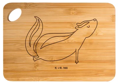 Produktbild von Mr. & Mrs. Panda schneidbrett Stinktier Yoga - Transparent - Geschenk, Frühstücksbrettchen, Raubtier, Schneidebrett, Holzbrettchen, Namaste, Holzbrett, Skunk, Brett