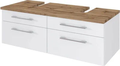 Produktbild von Doppel Waschtischunterschrank 120 cm, mit  Siphonausschnitten TAREE-03 in matt weiß