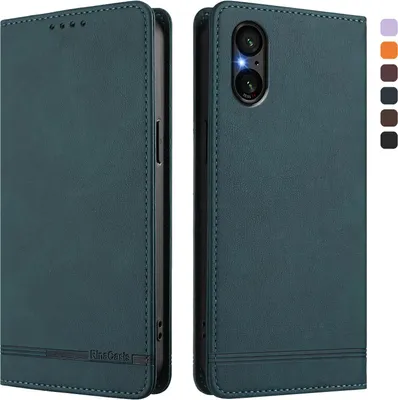 Obrázek produktu pro Pouzdro pro Sony Xperia 5 V, retroPolyuretankožené flip pouzdro s stojánkem a přihrádkami na karty Zelený