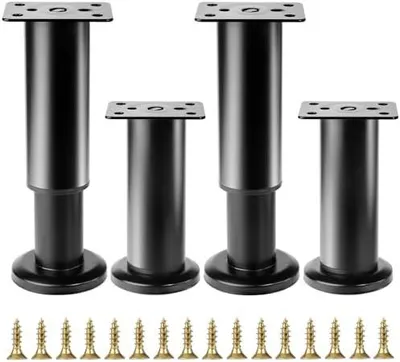 Produktbild von 4 Stück Möbelbeine Verstellbare, 8-12 cm höhenverstellbare Möbelbeine Schwarz, Schrankbeine Sofabeine, Schrankbeine Bettbeine Tisch Sofabeine