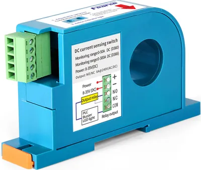 Produktbild von DC-Stromsensor-Schalter mit Überlastschutz und Hall-Sensor D366 – 0-300A, 1NO+1NC, DIN-Schienenmontage