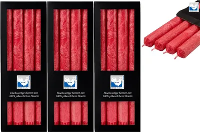 Produktbild von 3 x 4 Stearin Stabkerzen Rot 250 x 22 mm Kerzenfarm Kerzen Set